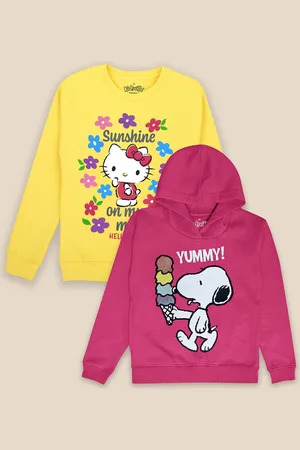 Kidsville Pack Of 2 Girls Printed Hooded Cotton Sweatshirt and Hoodie