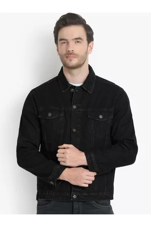 KOTTY Men Black Solid Denim Jacket