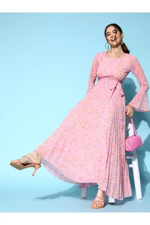 Berrylush Women Floral Print Round Neck Fit & Flare Maxi Dress