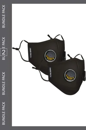 FLYING BERRY Pack Of 2 Solid Pure Cotton Reusable Anti Pollution N99 Masks
