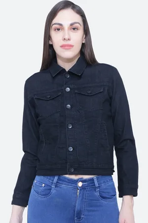 FCK-3 Women Washed Crop Denim Jacket