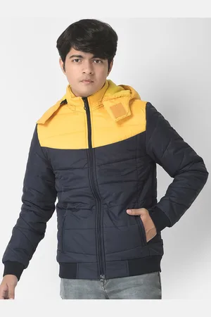 Crimsoune Club Boys Navy Blue Yellow Colourblocked Lightweight Padded Jacket