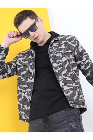 Highlander Men Olive Green Camouflage Printed Tailored Jacket