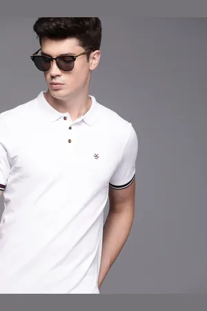 WROGN Men White Solid Polo Collar T-shirt