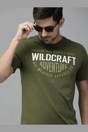 Wildcraft Men Olive Green Printed Round Neck Pure Cotton T-shirt