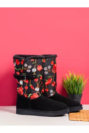 SAINT G. Women Black Printed Suede Winter Boots