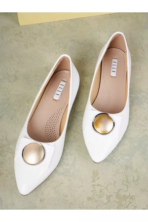 Elle Women White Colourblocked Ballerinas Flats
