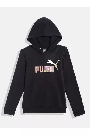 PUMA Girls Brand Logo Printed Regular Fit Hooded Essential+ Bloom Sweatshirt
