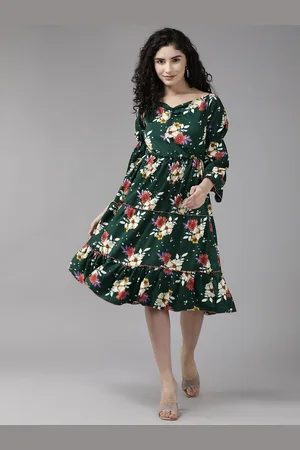 Aarika Floral Printed Georgette Fit & Flare Dress
