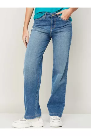 Xpose Women Comfort Wide Leg High-Rise Light Fade Stretchable Jeans