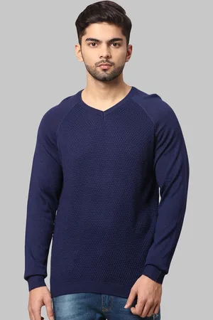 Park Avenue Men Navy Blue Acrylic Pullover