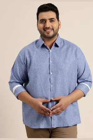 SOJANYA Men Plus Size Blue Self-Design Classic Fit Casual Shirt