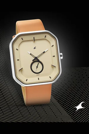Fastrack Men Brass Printed Dial & Leather Straps Analogue Watch 3272SL02