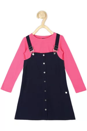 Allen Solly Girls Cotton Pinafore Dress With Top