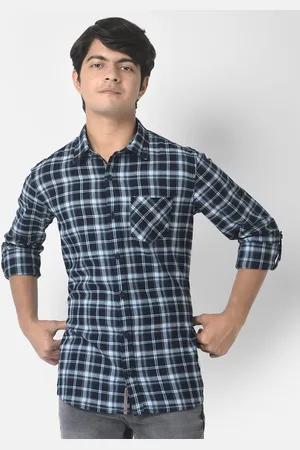 Crimsoune Club Boys Slim Fit Tartan Checks Checked Cotton Casual Shirt
