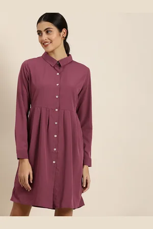 Invictus Women Long Sleeves Shirt Dress With Gathered Detail