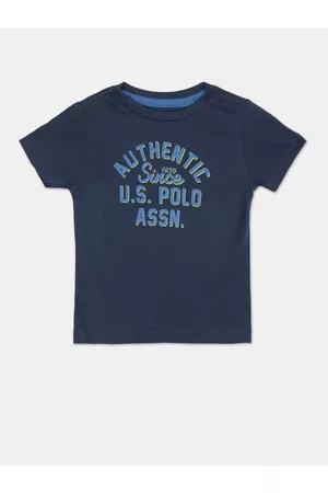 U.S. Polo Assn. U S Polo Assn Boys Blue Typography Printed T-shirt