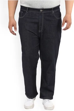 John Pride Plus Size Men Navy Blue Regular Fit Mid-Rise Clean Look Stretchable Jeans
