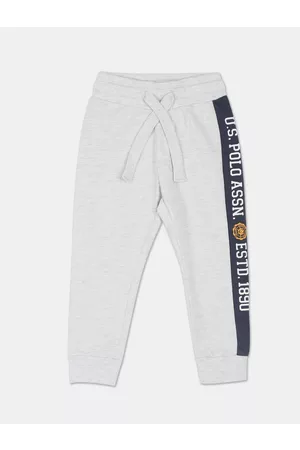 U.S. Polo Assn. Boys Grey & Black Brand Logo Straight-Fit Joggers