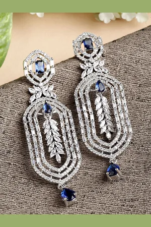 karatcart Women Blue Contemporary Drop Earrings