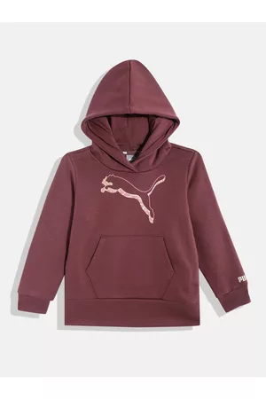 PUMA Girls Brand Logo Print Regular Fit Hooded Sweatshirt