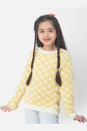 Crimsoune Club Girls Checked Pullover with Fuzzy Detail