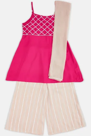 Pantaloons Girls Pink & Peach Kurti with Palazzos & With Dupatta