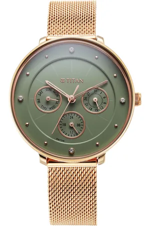 Titan Women Brass Embellished Dial & Bracelet Style Straps Analogue Watch 2651WM05