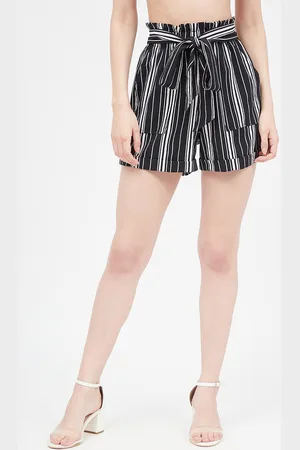 kibo Women Striped Loose Fit High-Rise Shorts