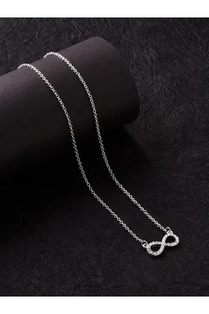 Accessorize Women Silver-Toned Crystal Studded Eternity Necklace