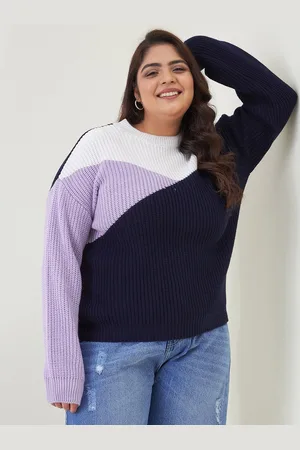 CURVY STREET Women Plus Size Colourblocked Acrylic Pullover