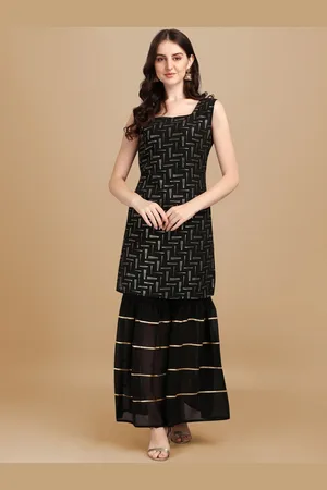GUFRINA Geometric Printed Square Neck Kurta with Sharara