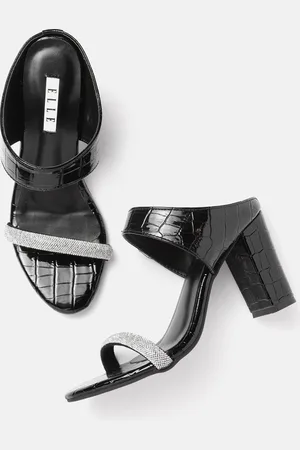 Elle Embellished Party Block Heel Sandals With Croc Textured Detail