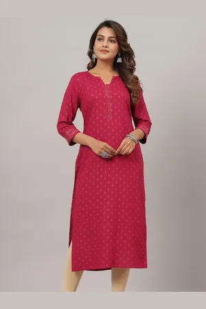 CRAFTED FOR YOU Women Red Ethnic Motifs Printed Gotta Patti Kurta