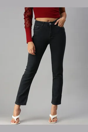 SHOWOFF Women Grey Straight Fit High-Rise Stretchable Jeans