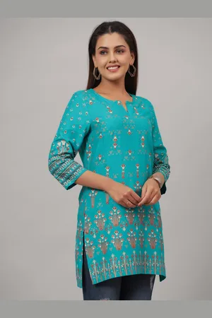 CRAFTED FOR YOU Ethnic Motifs Printed Notch Collar Kurti