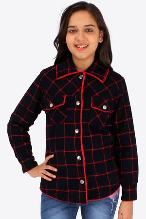 CUTECUMBER Girls Checked Cotton Tailored Jacket