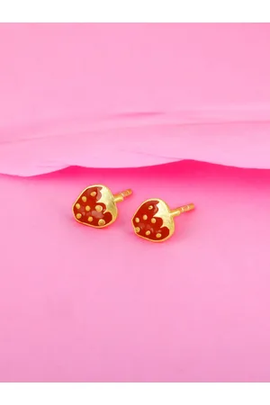GIVA 925 Silver Golden Cute Strawberry Kids Earrings