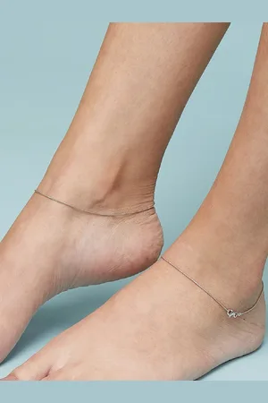 Zavya Women Silver Set Of 2 925 Sterling Silver Anklets