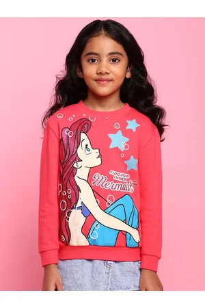 BONKIDS Girls Coral Printed Cotton Sweatshirt