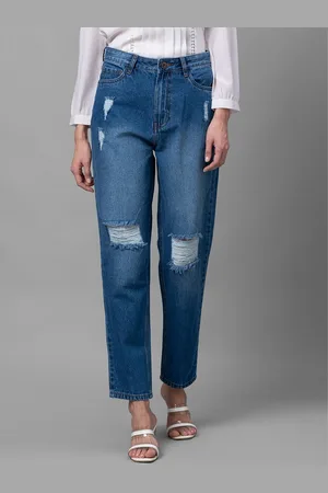 Globus Women Blue High-Rise Mildly Distressed Light Fade Stretchable Cotton Jeans