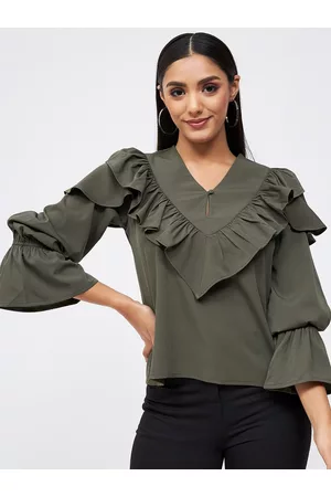 kibo Women Ruffles Crepe Top