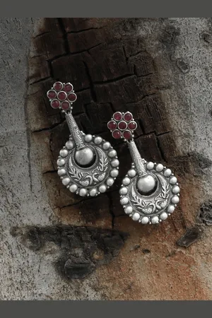 Adwitiya Collection Silver-Plated Classic Drop Earrings