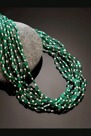 DUGRISTYLE Gold-Toned & Green Copper Gold-Plated Layered Handcrafted Necklace