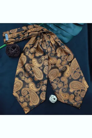 Kavove Unisex Black & Brown The Royal Paisley Printed Cravat
