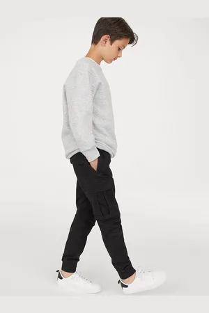 H&M Boys Black Solid Cargo Trousers
