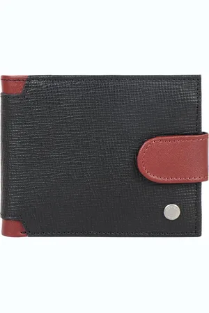 Hidesign Men Black & Brown Textured Leather Two Fold Wallet