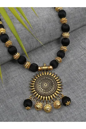 Akshara Clothing German Silver Gold Plated Pendant With Necklace