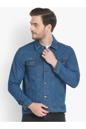 KOTTY Men Blue Solid Denim Jacket
