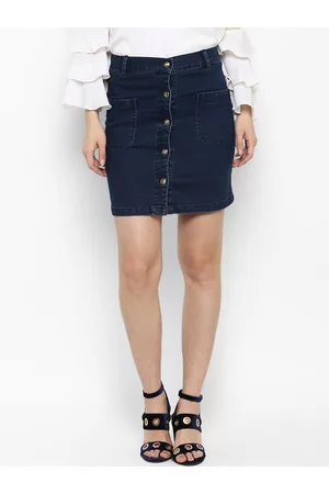StyleStone Women Blue A-Line Denim Skirt